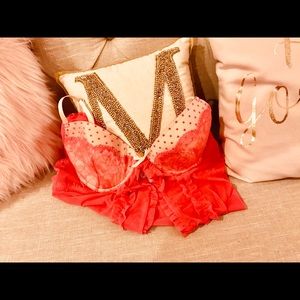 Salmon pink colored lingerie teddy medium